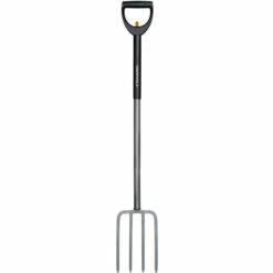 FISKARS® Fiskars Fourche à Bêcher Télescopique Pour Sol Dur Et Caillouteux, 4 Dents, Longueur Totale: 105-125 Cm, Acier Au Bore Haute Qualité, Noir/Argenté, SmartFit, 1000630