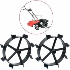 VidaXL Roues Métalliques Pour Cultivateur à Essence 6,5 Ch 2 Pcs - Noir