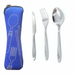 DEVENIRRICHE Ensemble De Couverts En Acier Inoxydable, Ensembles De Vaisselle, Ensemble De Vaisselle Portable Avec Ensemble D'outils De Déjeuner En Sac En Tissu, Bleu -Outil de travail du sol Soldes 23576728 3