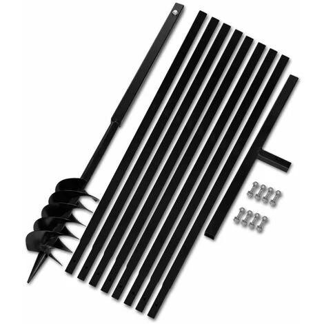 Hommoo Tariere De Sol Avec Manche 120 Mm Et Tube D'extension 9 M Acier HDV14933 3 Hommoo Tariere De Sol Avec Manche 120 Mm Et Tube D'extension 9 M Acier HDV14933