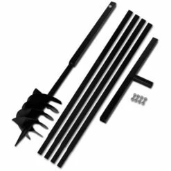 Hommoo Tariere De Sol Avec Manche 180 Mm Et Tube D'extension 5 M Acier HDV14940