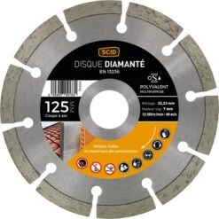 Disque Diamanté Polyvalent Matériaux SCID - Diamètre 125 Mm