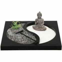 SIL Jardin Zen Avec Bouddha Et Rateau Ying & Yang Noir - Noir