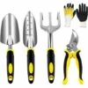 Kueatily Outils De Jardinage, Outillage De Jardin Adulte Avec Sécateur, Pelles Truelle, Transplanteur, Rateau à Main, Gants -Outil de travail du sol Soldes 27575410 1