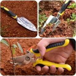 BRIDAY Outils De Jardinage, 3 Pièces Kit Outils Jardinage Adulte En Aluminium Antirouille, Outils De Jardin Avec Sécateur, Pelles Truelle, Transplanteur -Outil de travail du sol Soldes 28412841 5