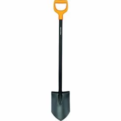 Fiskars Bêche à Bord Pointu Pour Sols Durs Et Caillouteux, Longueur : 117 Cm, Lames En Acier De Qualité/Poignée En Plastique, Noir/Orange, Solid, 1003455