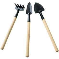 Perle Rare 3 Outils De Jardin, Petit Râteau à Pelle Et Plantes En Pot à Manche En Bois En Forme De Pelle, Outils De Sécurité Pour Enfants Jardin Intérieur Et Extérieur(