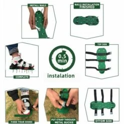 PERLE RARE Jardin Pelouse AéRateur Chaussures Sandale AéRation De Spike Paire De Grass Vert Outil à Pointes Lache Chaussures De Sol Noir 30 X 13CM -Outil de travail du sol Soldes 31491945 4