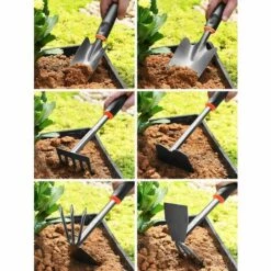 BETTERLIFE Ensemble Outils Jardinage,Outils De Jardin En Têtes Robustes Acier Carbone Et Poignées Ergonomiques,avec Pelles,Transplanteur,Râteau à Main,Désherbeurs Manuels,Binette Pour Jardin,Ferme,Pelouse -Outil de travail du sol Soldes 31507916 3
