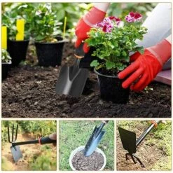 BETTERLIFE Ensemble Outils Jardinage,Outils De Jardin En Têtes Robustes Acier Carbone Et Poignées Ergonomiques,avec Pelles,Transplanteur,Râteau à Main,Désherbeurs Manuels,Binette Pour Jardin,Ferme,Pelouse -Outil de travail du sol Soldes 31507916 5