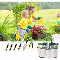 ILoveMilan Ensemble De 7 Pièces + Gants + Tasse, Ensemble D'outils De Plantation De Jardinage, Outil De Plantation De Fleurs, Outil De Fleurs En Pot Ménager, Vert -Outil de travail du sol Soldes 33540737 5