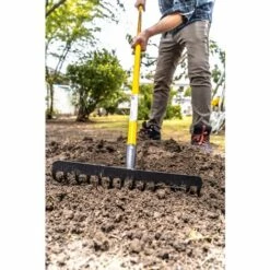 Râteau 14 Dents Manche Fibre De Verre - Suan - Jaune -Outil de travail du sol Soldes 33560393 4