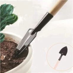 ILoveMilan 3 Outils De Jardin, Petit Râteau à Pelle Et Plantes En Pot à Manche En Bois En Forme De Pelle, Outils De Sécurité Pour Enfants Jardin Intérieur Et Extérieur -Outil de travail du sol Soldes 33994324 2