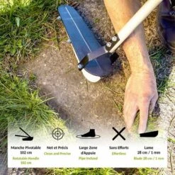 SOLDELA Dresse-Bordures De Pelouse - Bêche à Manche Pivotable 120 Cm - Lame Acier Inoxidable 28 Cm - Large Zone D'Appui -Outil de travail du sol Soldes 34855444 3