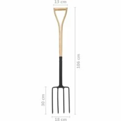 Fourche à Creuser De Jardin Poignée En YD Acier / Bois De Frêne VidaXL -Outil de travail du sol Soldes 35613094 3