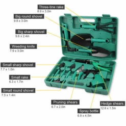 HAPPYSHOPPING Ensemble D'outils De Jardin 10 Pieces Kit D'outils De Jardin En Acier Inoxydable Avec Etui De Transport Ensemble De Travail De Jardinage Robuste Cadeaux De Jardinage Pour Les Femmes Jardinier,modele:Vert -Outil de travail du sol Soldes 35801076 3