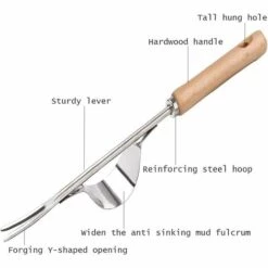 LITZEE Désherbeur Manuel En Acier Inoxydable Avec Outil De Manche En Bois Utilisé Pour Le Désherbage Rapide Des Sols Et Des Jardins Y-Shape Manuelle Désherbage Racine Fourche. -Outil de travail du sol Soldes 36215413 3