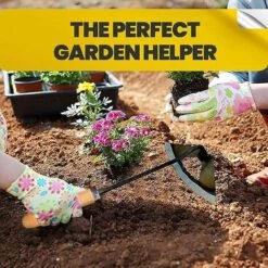 BRIDAY Houe Creuse Tout Acier Trempé Tenue à La Main, Outil De Sol De Desserrage De Jardinage Portable - Accessoires D'agriculture De Jardin De Râteau De Désherbage Domestique (1 Pcs /Manche En Bois) -Outil de travail du sol Soldes 36813721 5