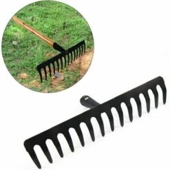 DEVENIRRICHE Jardin Rateau Pour Rake Main Pelouses Métal 14 Dents Feuilles Mortes En Vrac Sol Outil De Jardin Pour Jardinage Ferme -Outil de travail du sol Soldes 38688933 4