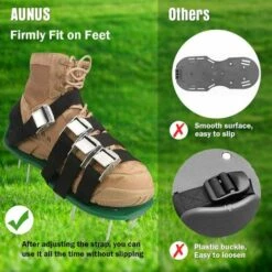 VERSAILLESFR Aérateur De Pelouse - Scarificateur De Gazon -Versailles- Chaussures Avec 5 Sangles Réglables Et Métal - Taille Universelle - Convient Pour Chaussures Ou Bottes -Outil de travail du sol Soldes 42534393 4