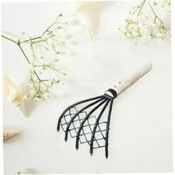 Râteau De Palourdes Avec Filet 5 Griffe De Griffe De La Poignée De Bois De Râteau Outil De Creuser ，Macaron Creuser ​Des Accessoires De Fruits De Mer Rak -Outil de travail du sol Soldes 42741231 3