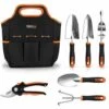 TACKLIFE GGT4A Ensemble D'outils De Jardin Robustes En Acier Inoxydable De 7 Pièces, Noir Et Orange -Outil de travail du sol Soldes 44000354 1