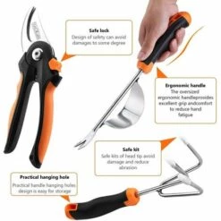 TACKLIFE GGT4A Ensemble D'outils De Jardin Robustes En Acier Inoxydable De 7 Pièces, Noir Et Orange -Outil de travail du sol Soldes 44000354 4