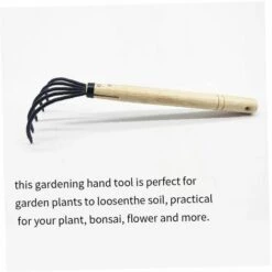 Cultivateur Main Sol Râteau Griffe Barre Franche Outils De Jardin 5 Prong Acier Au Carbone Avec Poignée Bois 38*11cm Fontainebleau -Outil de travail du sol Soldes 45642527 5
