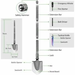 VERSAILLESFR Pelle De Camping , Pelle Multifonction De 77 Cm, Pelle Pliante, Adaptée Au Camping, à La Survie, à La Randonnée Et Au Jardinage -Versailles -Outil de travail du sol Soldes 45968116 3