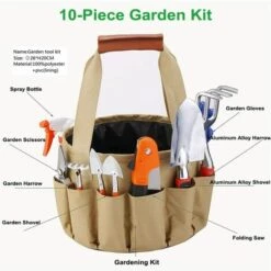 BEARSU 10 Pcs Outils De Jardin Ensemble Outils De Jardin Ensemble Kit De Jardin Ménage Pelle En Alliage Kit De Jardinage Avec Valise Ergonomique Poignée Antidérapante -Outil de travail du sol Soldes 46715817 3