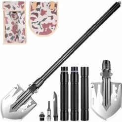 HIGHSAM Pelle De Camping 76cm Multifonction Pelle Pliante Adaptée Au à La Survie à La Randonnée Et Au Jardinage