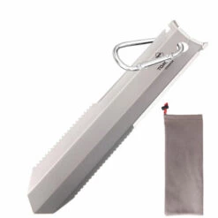 Tomshoo Titanium Garden Pelle Dentelee A La Main Camping En Plein Air Randonnee Truelle De Randonnee Avec Clip, Argent -Outil de travail du sol Soldes 47936208 2
