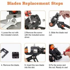 ELLE Ciseaux De Greffage Professionnel Ciseaux De Jardinage Pince à Greffer Les Arbres Kit De Greffe De Jardin (U-Cut, V-Cut & Ω-Cut) Pour Arbre Fruitier Twig Vine -Outil de travail du sol Soldes 51602574 5