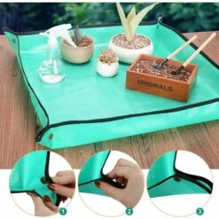 ALMI Tapis De Jardinage Imperméable, Tapis De Changement De Plante Tapis De Plantation Pliable Bâches En Tissu (68×68 Cm, Vert) -Outil de travail du sol Soldes 53417503 3