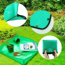 ALMI Tapis De Jardinage Imperméable, Tapis De Changement De Plante Tapis De Plantation Pliable Bâches En Tissu (68×68 Cm, Vert) -Outil de travail du sol Soldes 53417503 5