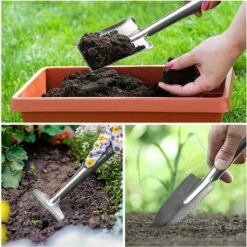 ALMI 3 Pièces Kit Jardinage, Outils De Jardin En Acier Inoxydable, Mini Outils De Jardinage Pour Adulte Enfant -Outil de travail du sol Soldes 54024387 4