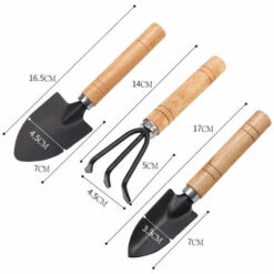 PETITES ECREVISSES 3 Pcs Mini Outils De Jardin Pour Plantes Succulentes Manche En Bois Comprend Pelle Et Râteau -Outil de travail du sol Soldes 55495809 2