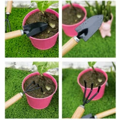 PETITES ECREVISSES 3 Pcs Mini Outils De Jardin Pour Plantes Succulentes Manche En Bois Comprend Pelle Et Râteau -Outil de travail du sol Soldes 55495809 3