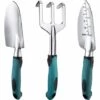 PETITES ECREVISSES 3 Pcs Outils Jardinage En Aluminium Comprend Pelle Et Râteau Outillage De Jardin Avec Poignée Antidérapante En Caoutchouc - Vert Foncé -Outil de travail du sol Soldes 55495937 1