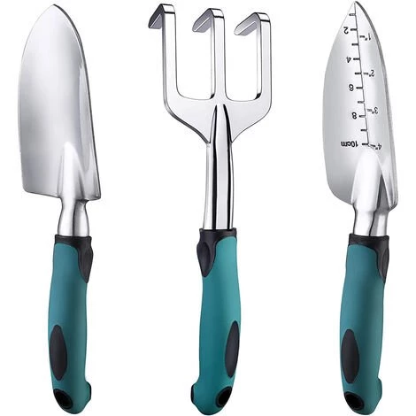 PETITES ECREVISSES 3 Pcs Outils Jardinage En Aluminium Comprend Pelle Et Râteau Outillage De Jardin Avec Poignée Antidérapante En Caoutchouc - Vert Foncé 3 PETITES ECREVISSES 3 Pcs Outils Jardinage En Aluminium Comprend Pelle Et Râteau Outillage De Jardin Avec Poignée Antidérapante En Caoutchouc - Vert Foncé