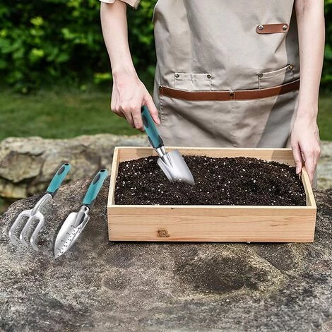 PETITES ECREVISSES 3 Pcs Outils Jardinage En Aluminium Comprend Pelle Et Râteau Outillage De Jardin Avec Poignée Antidérapante En Caoutchouc - Vert Foncé 7 PETITES ECREVISSES 3 Pcs Outils Jardinage En Aluminium Comprend Pelle Et Râteau Outillage De Jardin Avec Poignée Antidérapante En Caoutchouc - Vert Foncé – Image 5