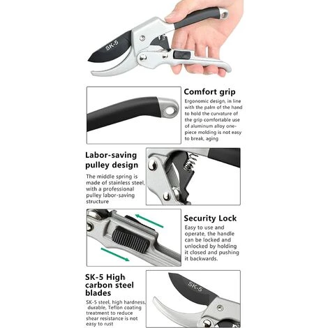 BENOBBY KIDS Sécateur à Cliquet, Sécateur à Main, Outil De Jardin, - 3 Fois Plus De Puissance De Coupe Que Les Coupe-arbres De Jardin Conventionnels. Pour Les Mains Faibles, Cadeau De Jardinage Pour Toute Occasion, Ruban, 1 Paquet 4 BENOBBY KIDS Sécateur à Cliquet, Sécateur à Main, Outil De Jardin, - 3 Fois Plus De Puissance De Coupe Que Les Coupe-arbres De Jardin Conventionnels. Pour Les Mains Faibles, Cadeau De Jardinage Pour Toute Occasion, Ruban, 1 Paquet – Image 2