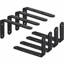 CATHERINE 8Pcs Equerre Étagère Murale Support Étagère Mural Support En Forme De L Équerre De Fixation Pour Étagère Déco Cuisine Chambre Meubles Suspendus Placard 125 * 75 * 3mm Noir Fer
