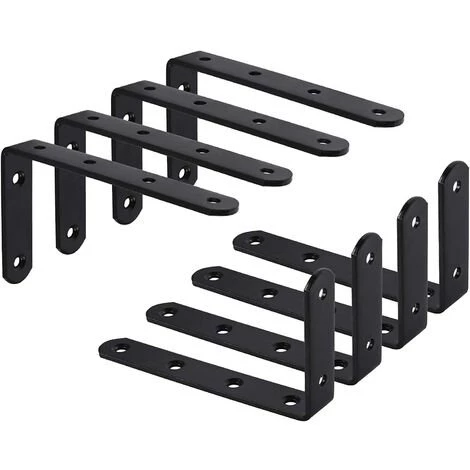 CATHERINE 8Pcs Equerre Étagère Murale Support Étagère Mural Support En Forme De L Équerre De Fixation Pour Étagère Déco Cuisine Chambre Meubles Suspendus Placard 125 * 75 * 3mm Noir Fer 3 CATHERINE 8Pcs Equerre Étagère Murale Support Étagère Mural Support En Forme De L Équerre De Fixation Pour Étagère Déco Cuisine Chambre Meubles Suspendus Placard 125 * 75 * 3mm Noir Fer