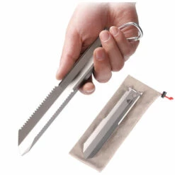 ASUPERMALL Pelle Dentelée à La Main En Titane Pour Le Camping En Plein Air, La Randonnée, La Truelle Avec Clip, Argent