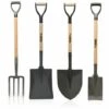 Pack 4 Outils De Jardin VITO Acier Haute Qualité Manche En Bois Poignée Ergonomique Fourche + Pelle Carrée + Pelle Ronde + Bêche -Outil de travail du sol Soldes 57194913 1