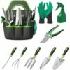Ensemble D'outils De Jardin - BIGZZIA 9 Pièces Kit Outils De Jardinage En Acier Inoxydable Lourd Avec Sac De Transport - Pour Les Amoureux Du Jardin - Vert -Outil de travail du sol Soldes 58194376 1