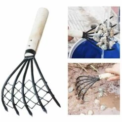 ENLENK Fourche à Palourdes, Râteau à Palourdes, Conque, Avec Filet, Râteau à Griffes, Râteau à Main Pour Creuser Des Fruits De Mer, Conque, Plage -Outil de travail du sol Soldes 58843255 3