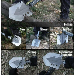 TANCYCO Pelle Pliante Avec Couteau Tournevis Poche Tactique Multitool Pelle Kit Acier Inoxydable Pelle Multi-Usage Pour Camping En Plein Air Pêche Chasse (Noir) -Outil de travail du sol Soldes 59001173 3