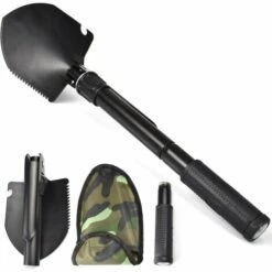 MACARON Pelle De Camping Pliante Pelle Multifonction - Léger Bêche Avec Sac De Transport Petit Multi-Outils Pour Camping Randonnée Chasse Pêche Survie Et Jardinage LO-Ron